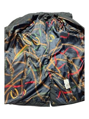 Lauren Ralph Lauren Black Quilted Riding Barn Coat Equestrian Scarf Lining PS